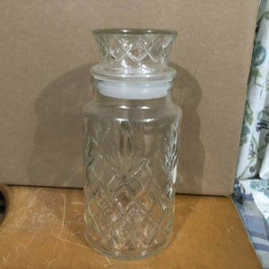 VINTAGE PLANTERS PEANUT MR PEANUT 1983 GLASS JAR CANISTER DIAMOND PINEAPPLE